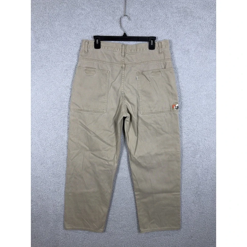Vintage 90s Levis L2 Pants Mens 34x32 Beige Cargo Baggy Skater Workwear Cotton‎